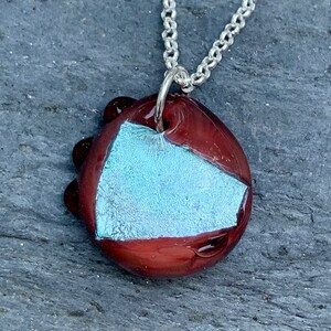 Dichroic Glass Pendant Boro Lampwork Necklace - Patriotic