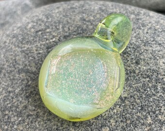 Dichroic Glass Pendant Boro Lampwork - Peridot Dream