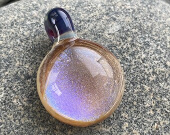 Dichroic Glass Pendant Boro Lampwork - Lilac Drift