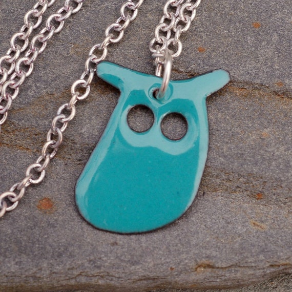 Enamel Owl Pendant Necklace Copper Enameled Jewelry | Etsy