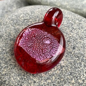 Dichroic Glass Pendant Boro Lampwork - Strawberry