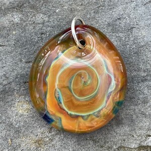 Glass Pendant Boro Lampwork - Experimental Swirl 4