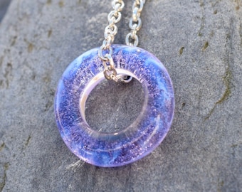 Big Holed Boro Lampwork Glass Bead Donut Necklace Borosilicate Handmade - Fantasy