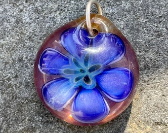 Glass Lily Flower Pendant Boro Lampwork Jewelry - Divine