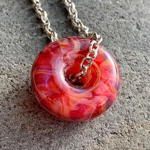 Glass Bead Donut Big Holed Boro Lampwork Necklace Borosilicate Handmade - Carnival Ride