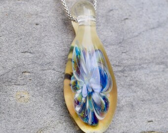 Glass Teardrop Pendant Necklace Boro Lampwork Jewelry - Festival