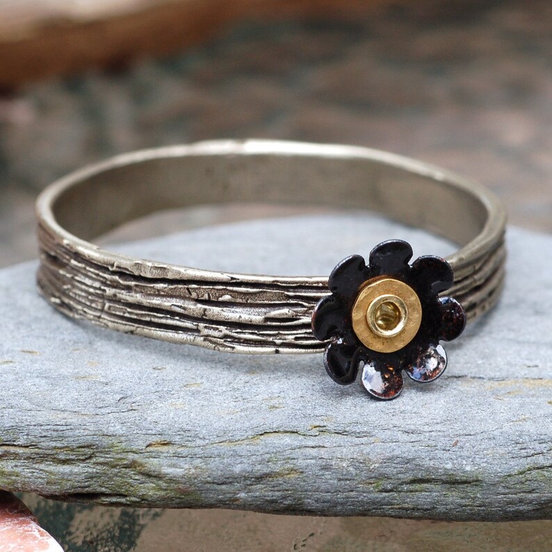 Bangle Bracelet Bronze Enamel Flower Copper Enameled Etsy