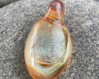 Dichroic Glass Pendant Boro Lampwork - Honey Drop