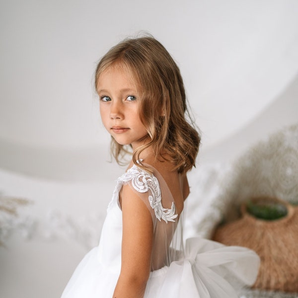 Lace flower girl dress, Tutu dress,Tulle girl dress,Girl ball gown,Girl wedding dress