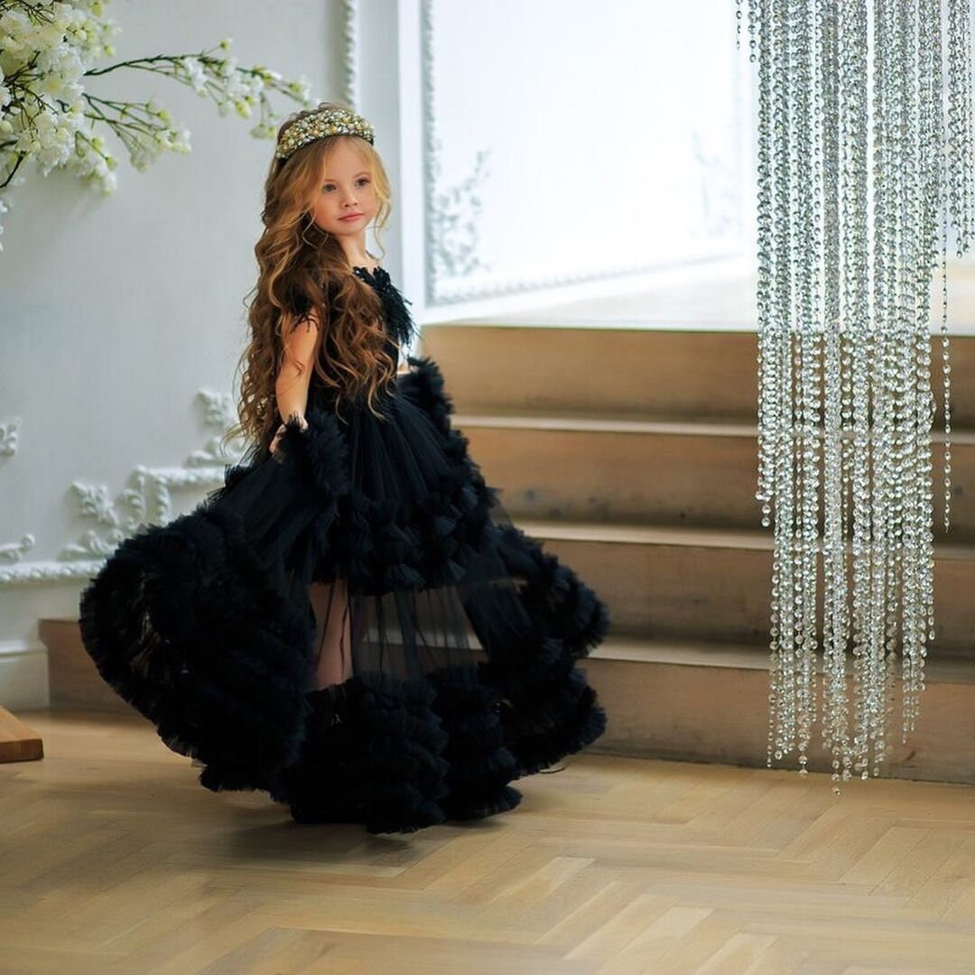 Fleur Black Flower Toddler Girl Dress