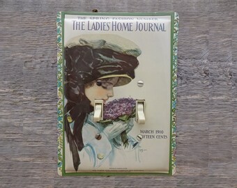 Victorian Lighting Switch Plate Covers Lightswitch 1970s Vintage Decor Decorating Ladies Home Journal Magazine Tin SP-0320
