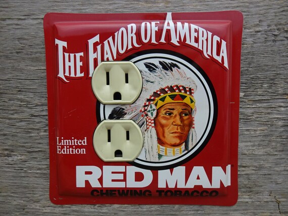 Rustic Cabin Decor Outlet Cover Red Man Tobacco Tins Tin Etsy