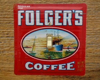 Vintage Folgers Coffee Tin Rustic Kitchen Switch Plate 1980s Decor SP-0071
