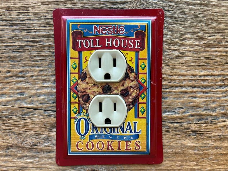 Kitchen Outlet Cover Handmade Lighting Red Toll House Cookies Tins