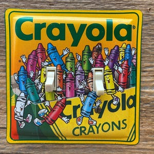 Game Room Decor Light Switch Cover Crayola Crayons Tin Kids Playroom Childrens Art Studio Lighting SP-0174