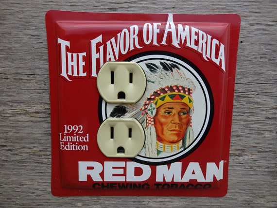 Rustic Cabin Decor Outlet Cover Red Man Tobacco Tins Tin Etsy