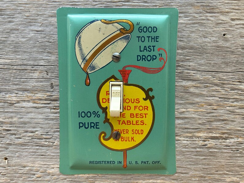 Green Kitchen Decor Maxwell House Coffee Tin Light Switch Plate