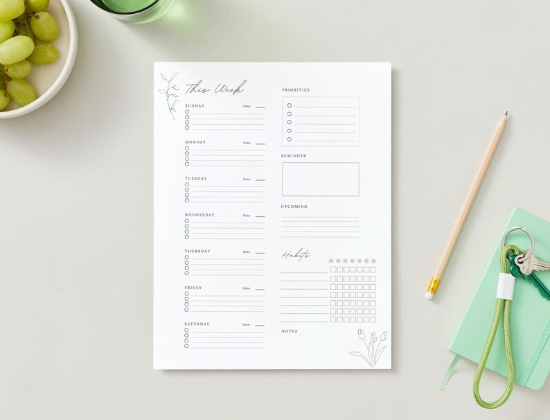 Minimalist Printable Weekly Spread for Planning Clean, Minimal ...
