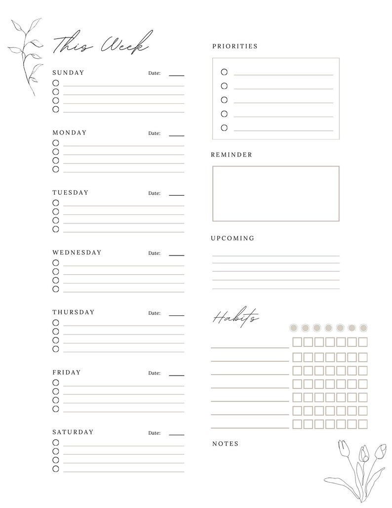 Minimalist Printable Weekly Spread for Planning Clean, Minimal ...