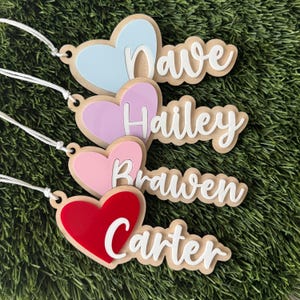 Valentines Day Basket Tag Valentines Personalized Heart Bag Tag With Name Heart Valentines Theme Gift for Kids Valentines Bucket Acrylic Tag