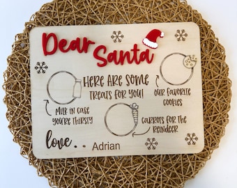 Personalized Santa Treat Tray: Christmas Eve Cookies and Milk Board