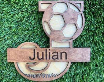 Soccer Name Sign, Room Decor Soccer Theme, Personalized Wood Sign, Kids Name Sign, Nursery Decor, Wooden Sign, Soccer Theme Name Sign