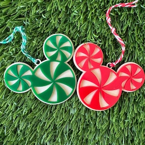 Mickey Peppermint Candy Christmas Ornaments Candy Theme Acrylic Christmas Ornaments Mickey Mouse Peppermint Candy Christmas Ornaments