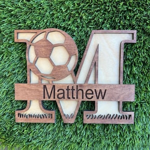 Soccer Name Sign, Room Decor Soccer Theme, Personalized Wood Sign, Kids Name Sign, Nursery Decor, Wooden Sign, Soccer Theme Gift for Boys