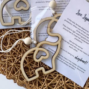 Elephant Friendship Ornament Wooden Elephant Meaningful Gift for Friends Elephant Ornament Sisterhood and Friendship Gift Wooden Elephant