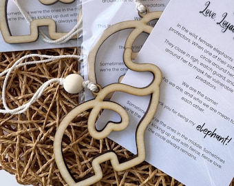 Elephant Friendship Ornament Wooden Elephant Meaningful Gift for Friends Elephant Ornament Sisterhood and Friendship Gift Wooden Elephant