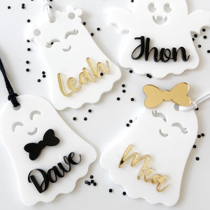 Ghost Halloween Basket Tag Halloween Personalized Boo Tag With Name Ghost Halloween Theme Gift for Kids Halloween Boo Bucket Acrylic Tag