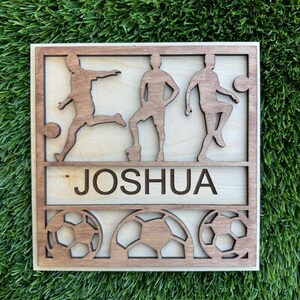 Soccer Name Sign, Personalized Soccer Wood Sign, Room Decor Soccer Theme, Kids Name Sign, Nursery Decor, Wooden Sign, Soccer Theme Name Sign