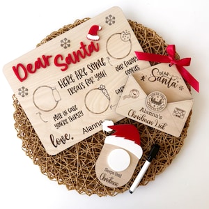 Bandeja con carta de Papá Noel y juego de regalo con cuenta regresiva para Navidad Bandeja con carta personalizada para Papá Noel, galletas y leche Letrero con cuenta regresiva para Navidad para regalo de niños