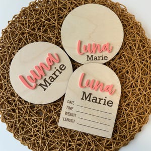 Wooden Birth Announcement Sign for Newborn Baby Announcement Hospital Sign Baby Arrival Birth Stats Sign Footprint and Name Announcement