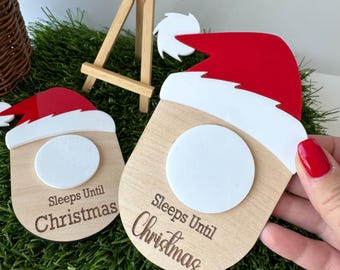 Christmas Countdown Sign for Santa Arrival Countdown Advent Sign Sleeps Until Christmas Ornament Stocking Stuffers Kids Christmas Countdown