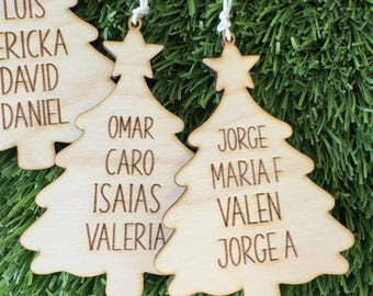 Family Christmas Ornament, Wooden Personalized Ornament with Names, Christmas Keepsake