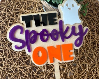 The Spooky One Cake Topper Halloween Acrylic Ghost Cake Topper First Birthday Party Halloween Theme Wooden Acrylic Cake Topper Spooky One