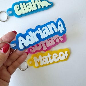 Backpack Name Tag, Personalized Keychain for Kids, Custom Lunch Box Keychain, Acrylic Backpack Tag, Name Tag for Kids