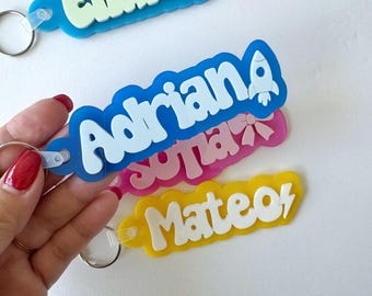 Backpack Name Tag, Personalized Keychain for Kids, Custom Lunch Box Keychain, Acrylic Backpack Tag, Name Tag for Kids