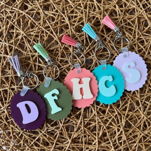Backpack Initial Name Tag, Retro Theme Initial Keychain, Custom Keychain for Kids, Acrylic Initial Bag Tag, Colorful Acrylic Backpack Tag