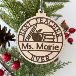 Teacher Wooden Personalized Ornament Appreciation Gift for Teacher Gift Ornament Personalized Best Teacher Ever Wooden Ornament Christmas