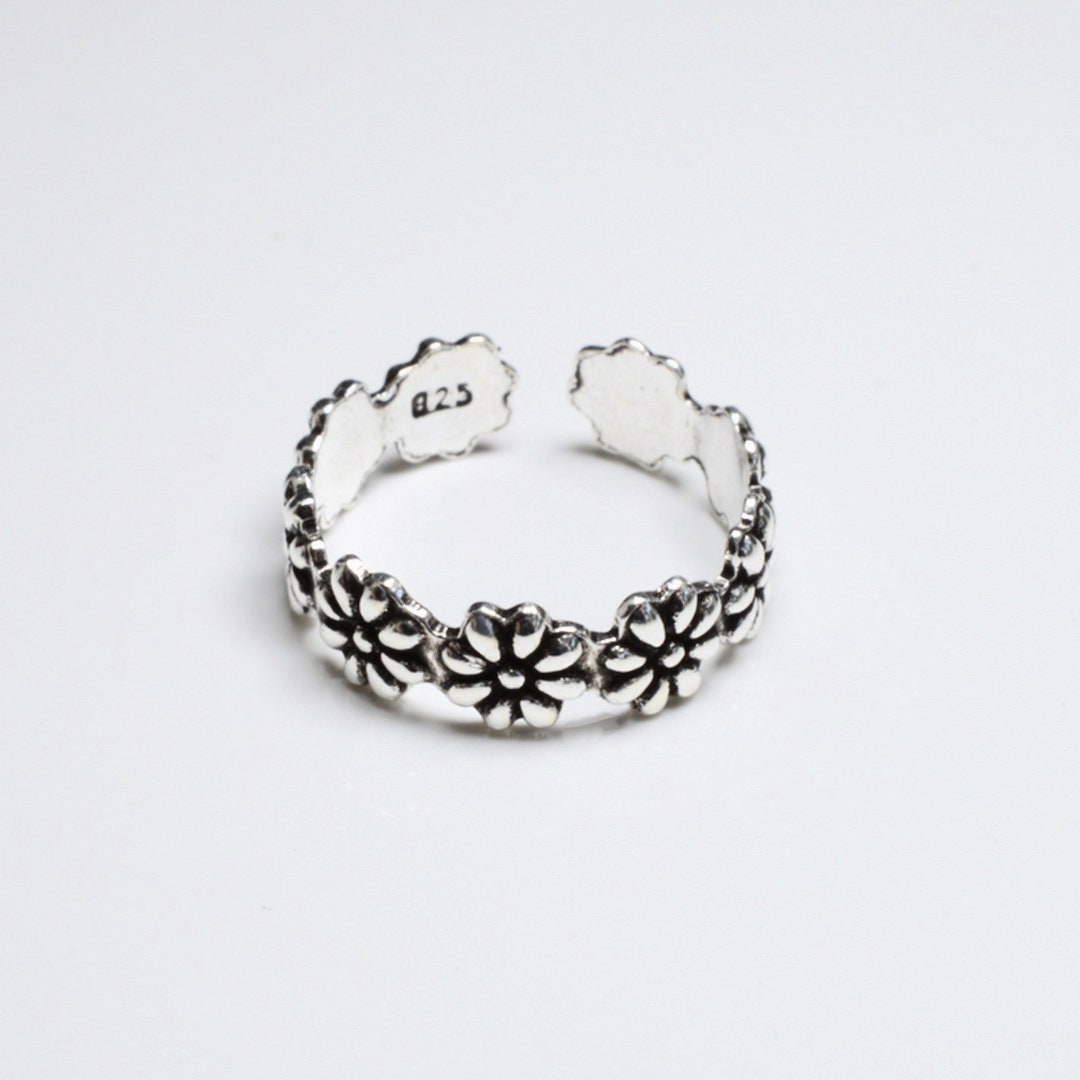 Sterling Silver 925 Adjustable Daisy Flower Toe Ring - Etsy UK