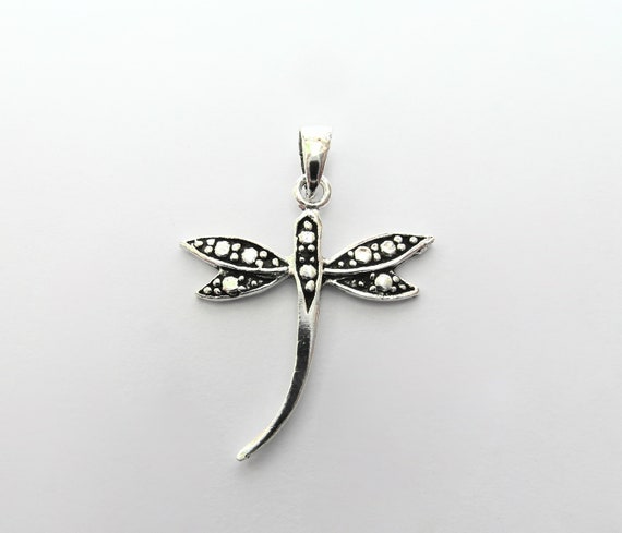 Ciondolo Argento Sterling 925 Bali Libellula Stile Europeo Con Charm – Finitura Anticata, Foro 4.4 Mm