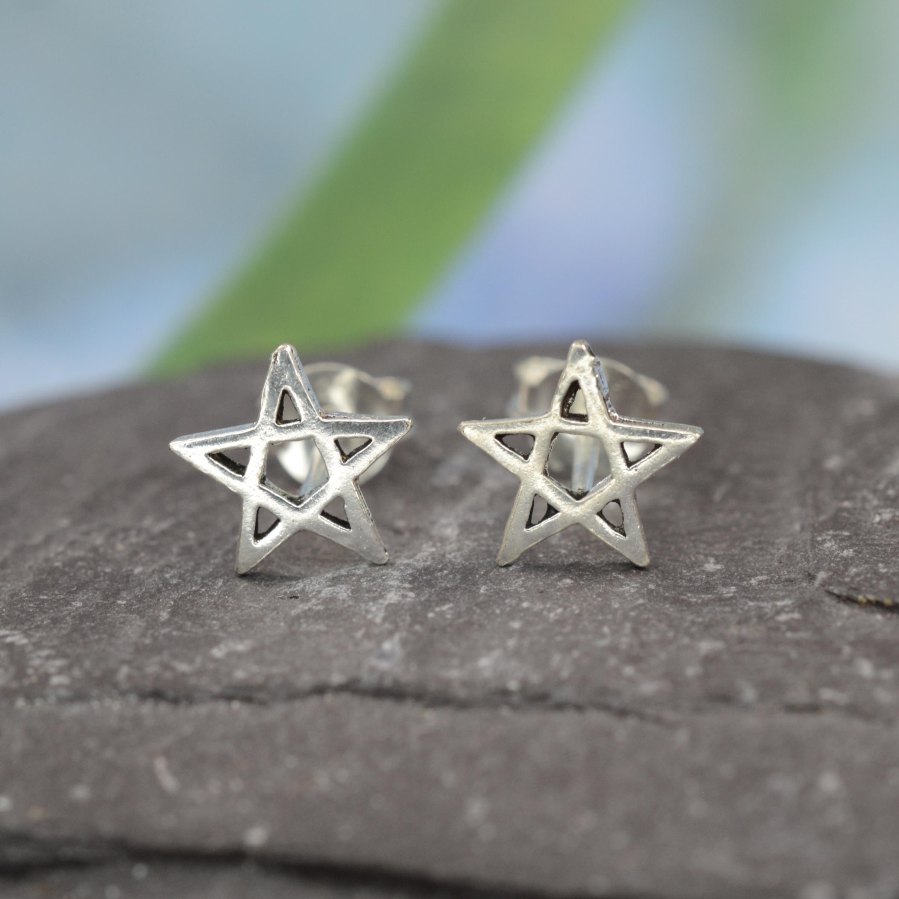 Hoop Earring Alex Streeter Pentagram Studs 925 Sterling Silver