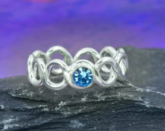 Sterling Silver 925 Looped Stone Toe Ring (4 Colours Available)