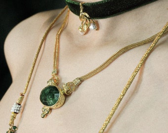 Turkish Dragon Knight Ottoman Antique Style Emerald Necklace
