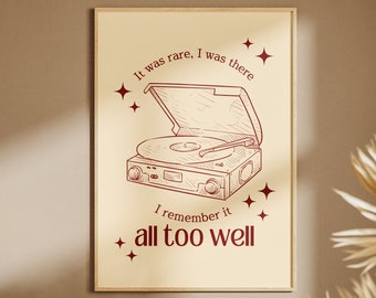 All Too Well, minimalistischer roter Retro-Druck, Taylor Swiftie Merch, Epochen-Tournee, 70er Jahre Poster, Schlafzimmer Dekor, Collagenzimmer Dekor