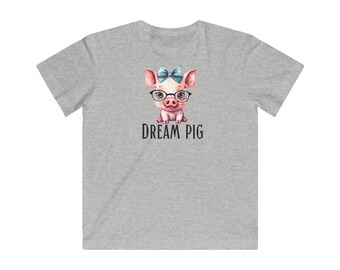 Kids dream pig tee, funny kids shirts, funny animal tshirt, funny farm, pig tshirt, pig wearing bow, 4h shirt, cute farm animal tshirt