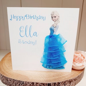 Personalised Princess Birthday Card With 3D Dress. Handmade card