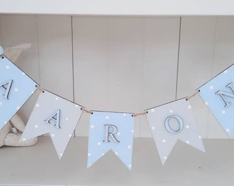 Personalised wooden bunting, nursery room decor, new baby gift